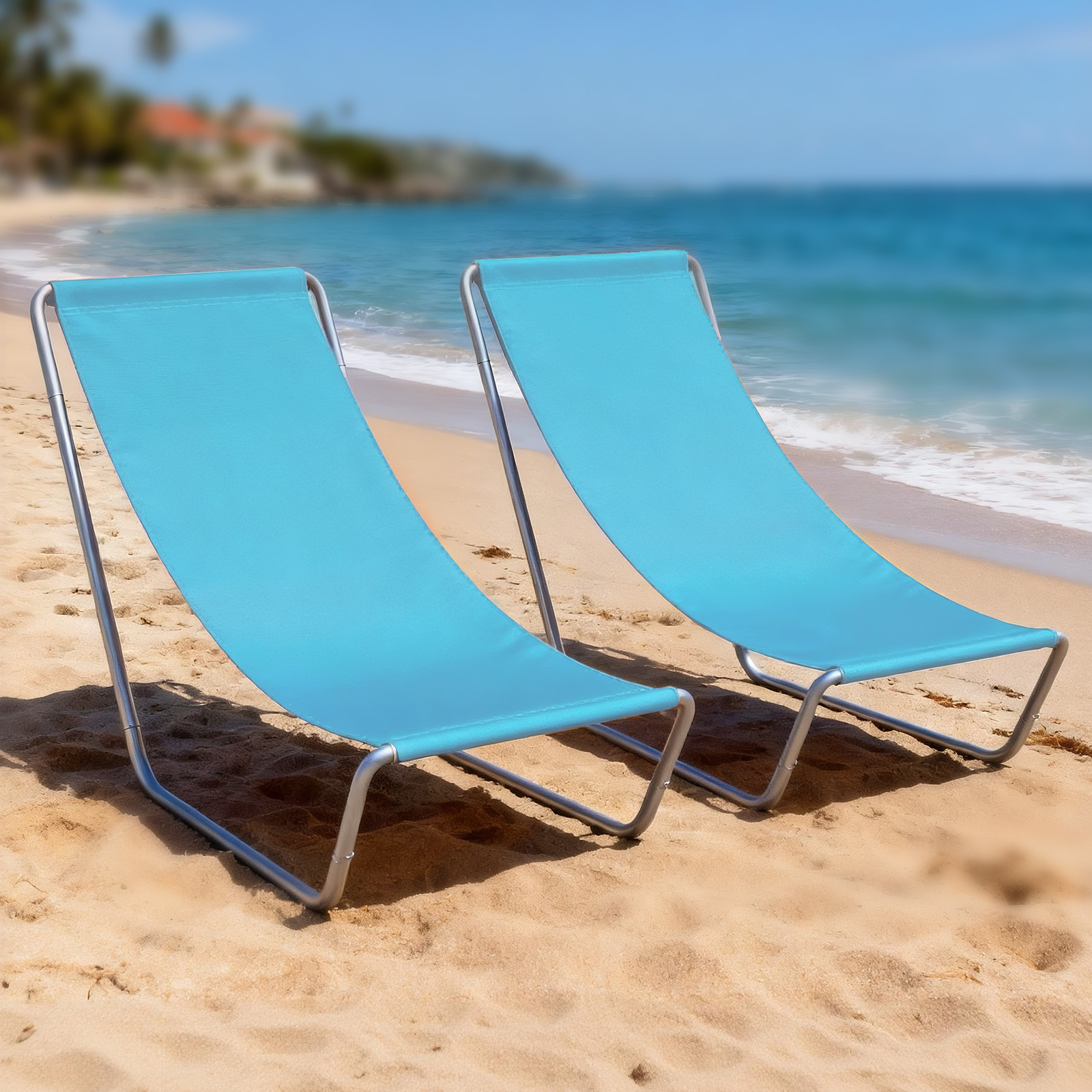 Image of Folding Chair, Lightweight Portable Sling Camping Chair With Carry Bag, 600d Oxford Fabric Low Reclining Beach Chair For Outdoor Patio Garden Camping
