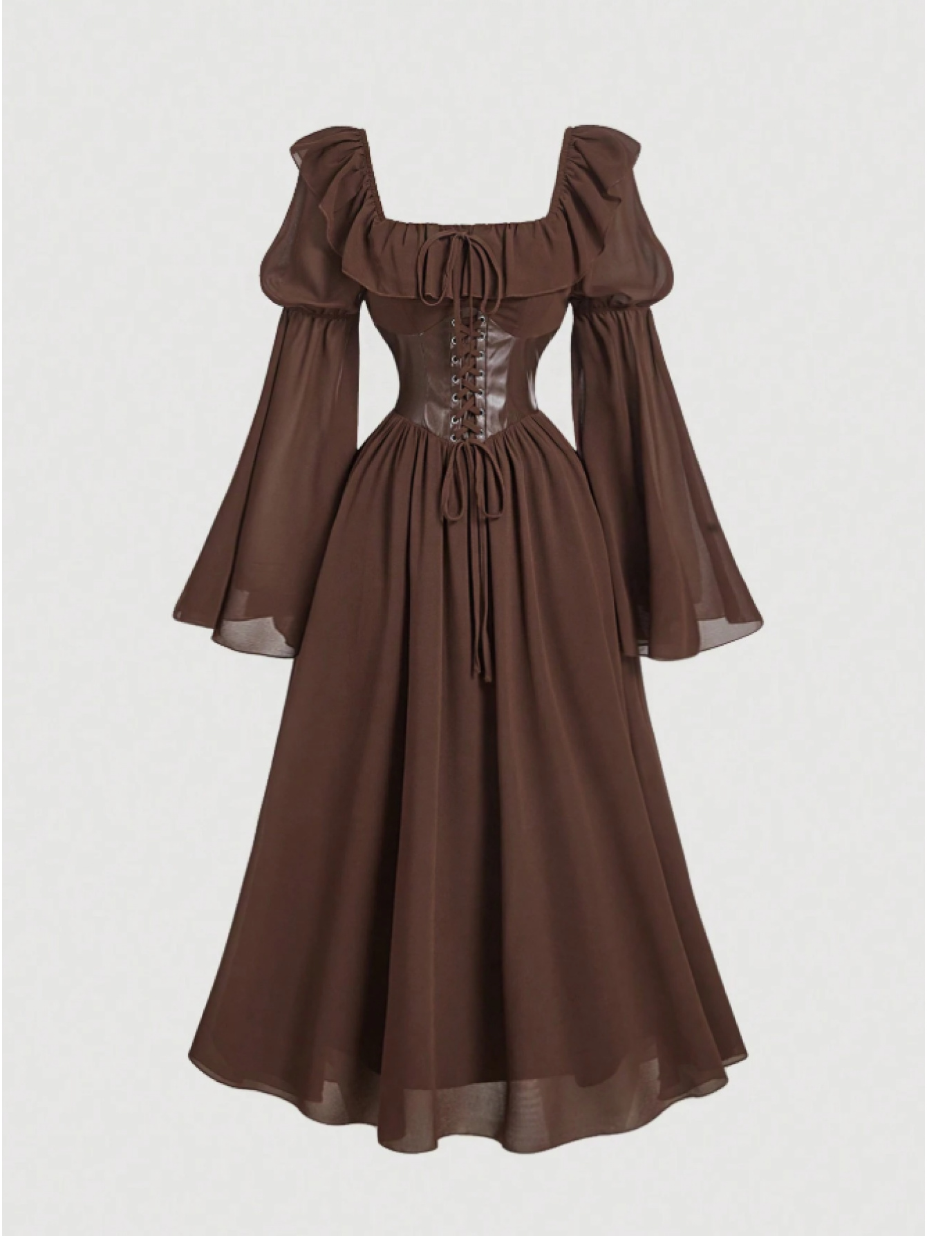 princess polly baby blue dress Korean Style Two Piece Dress Set - Women's Work Dress, Brown Tassel Dress  with Bow & White Long Sleeve Shirt, Cute Office Outfit from Dhgate Work  Dresses main image 0