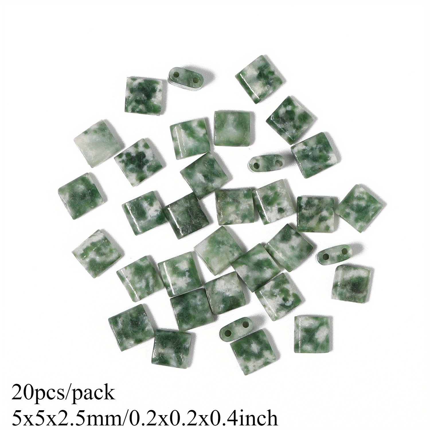 TEMU 2D - Cuentas y Surtos de Cuentas - Cuentas de Piedra de Jaspis con Manchas Verdes Naturales 5X5X2.5Mm 5X2.5X2.5Mm Cuentas de Forma Cuadrada Dos