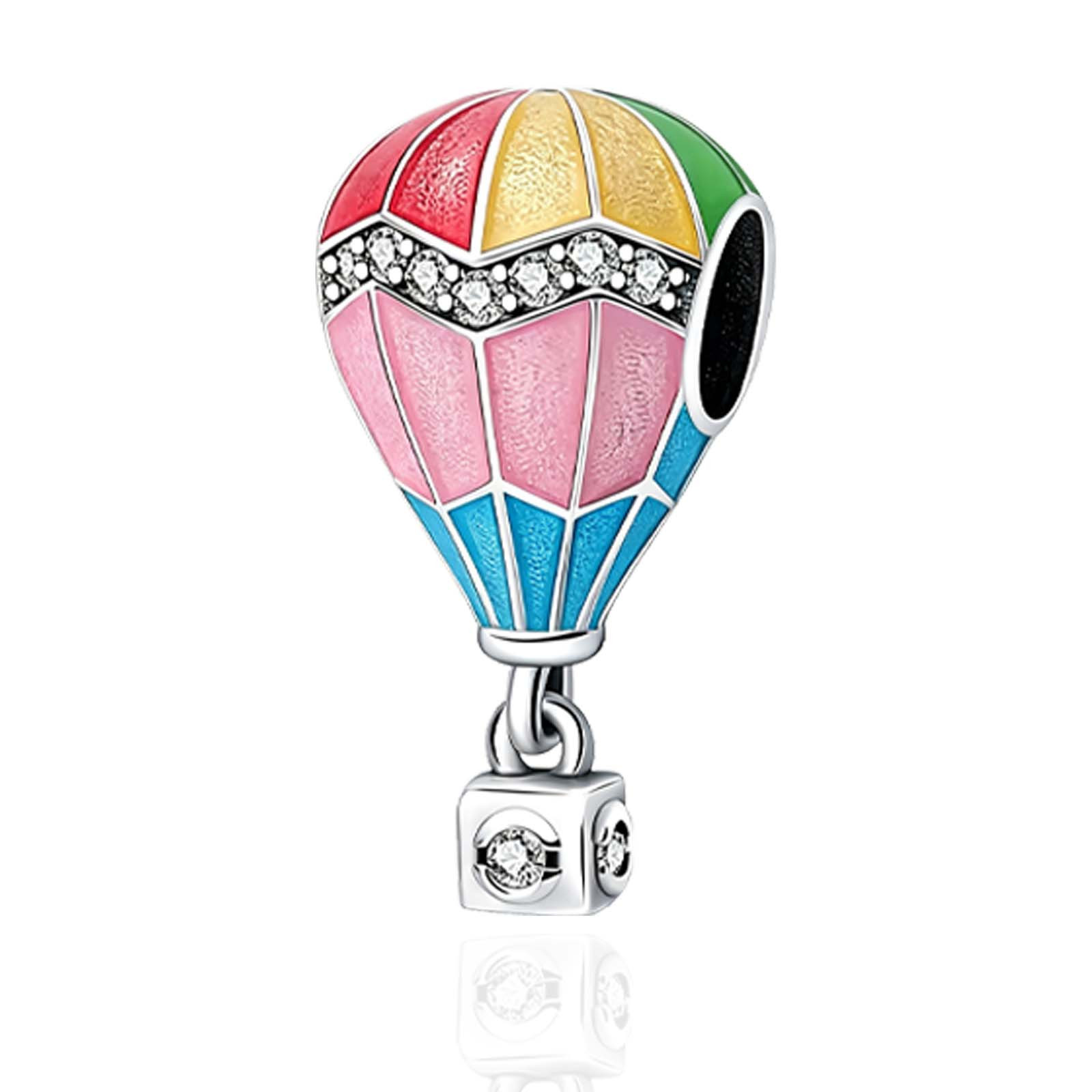 TEMU S925 Silver-plated Cloud Hot Air Balloon Pendant, Stylish For Diy Bracelets, Bangles And Necklaces. Delicate Ornament, Perfect Jewelry Gift For