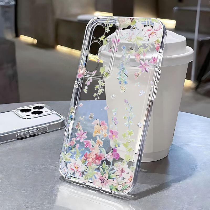 Etui za telefon - Roza cvetlični etui za telefon, primeren za telefone Galaxy, novi A5 A3 A02 A34 A13 A14 A32 A24 A12 A50 A54 A70 A73 A34 A55S