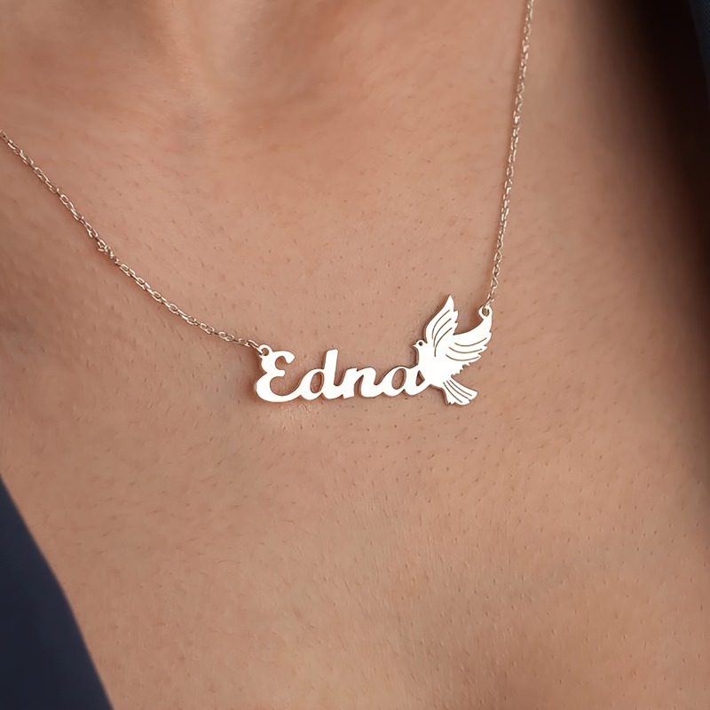 TEMU Collar Personalizado con Margarita y Pájaro | Joyería a Medida para Mujeres | Elegante Colgante Dorado con Cadena | Regalo para , Aniversarios o