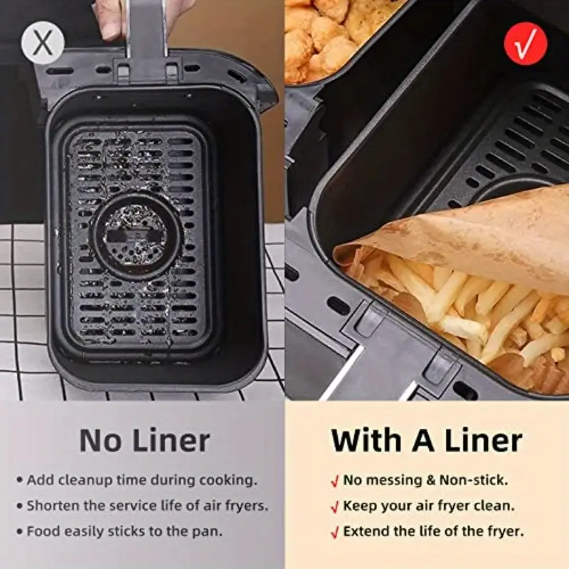 100pcs dual air fryer disposable paper liners non stick oil proof waterproof parchment paper liners for baking microwave oven use 8 6 x 5 5 healthy fried foods air fryer accessories Product details 1