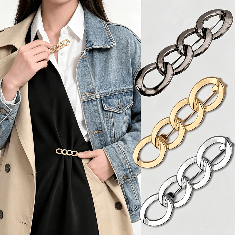 TEMU 5pcs Adjustable Alloy Waist Cinching Buckles For Jeans And Dresses - No-sew Detachable Snap Fasteners, Large To Small Sizes, Anti-show Coat And