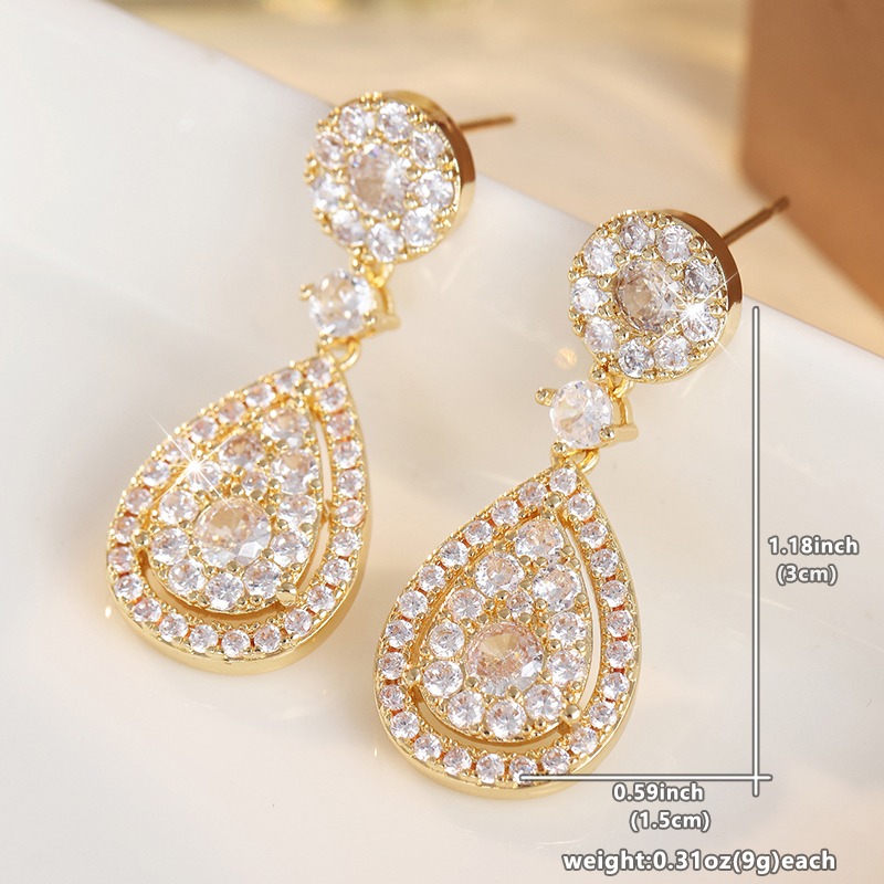 Plated Teardrop Synthetic Zirconia Earrings, Year-Round Wear