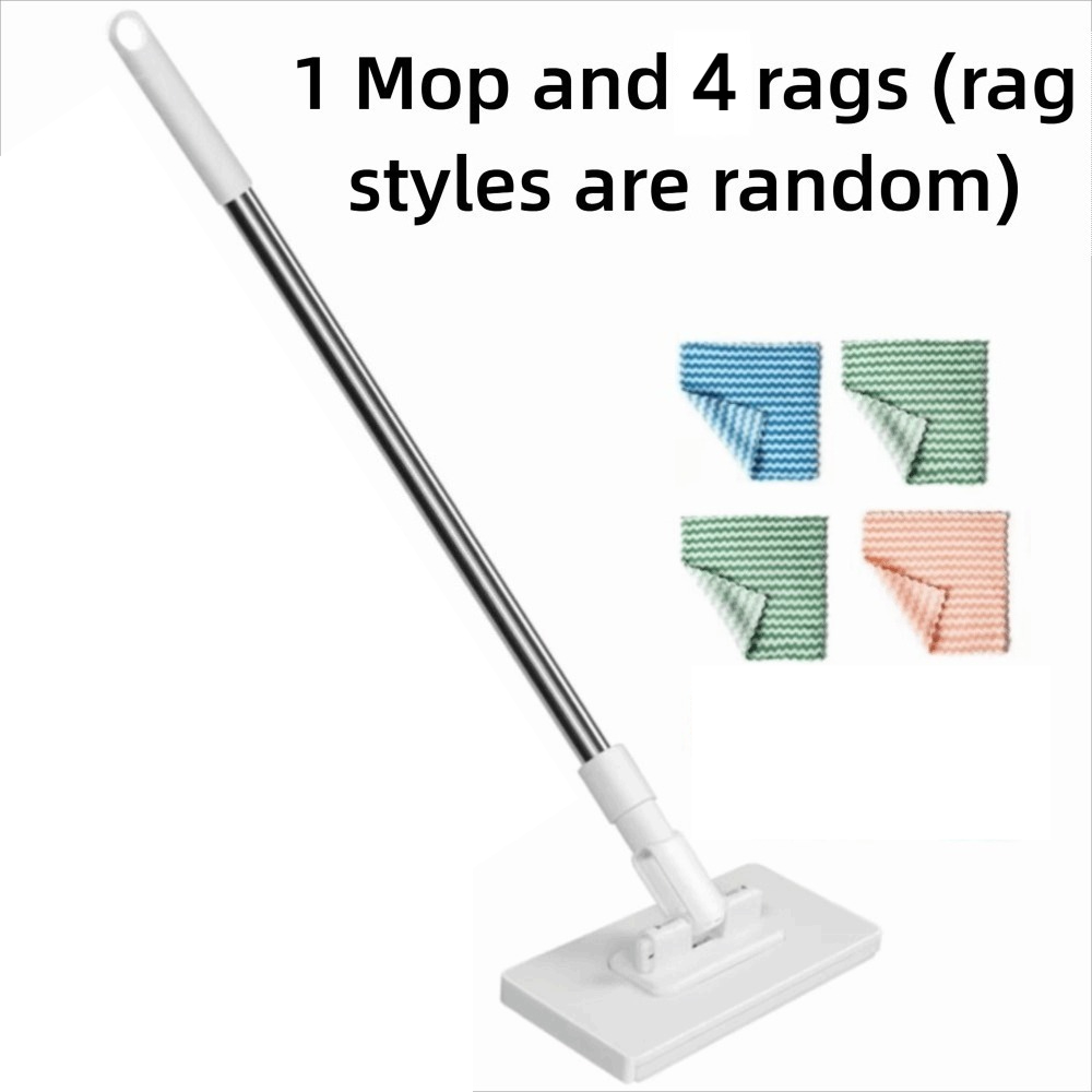 TEMU Brand New Mop With 4 Random Reusable Cloth Styles, No-hand-wash Needed, 360° Rotating Head Clip, Automatic Mop Clip, Mop-free Cleaning For Your