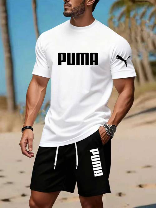 conjunto de camiseta de manga corta y pantalones cortos para hombre, conjunto deportivo de 2 piezas para jóvenes con camiseta de manga corta y cuello y pantalones cortos, conjunto deportivo de manga corta transpirable y de usar con estampado de inglés de moda, traje deportivo para hombre