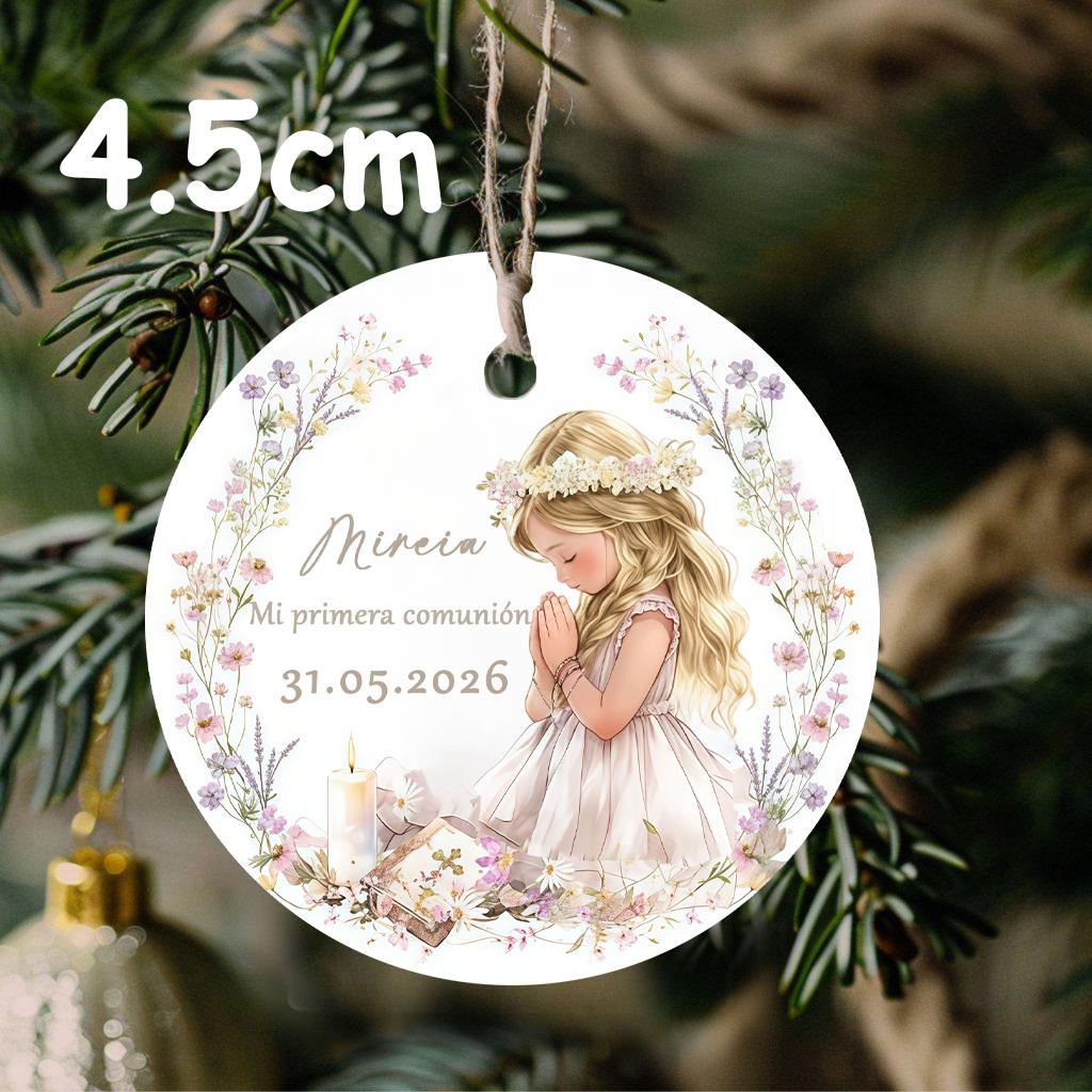 TEMU 45pcs/90pcs Custom First Communion & Baptism Name Tags With Ribbon - Pink Floral Suitable For Baptism, Wedding, Birthday Party Labels, Gender