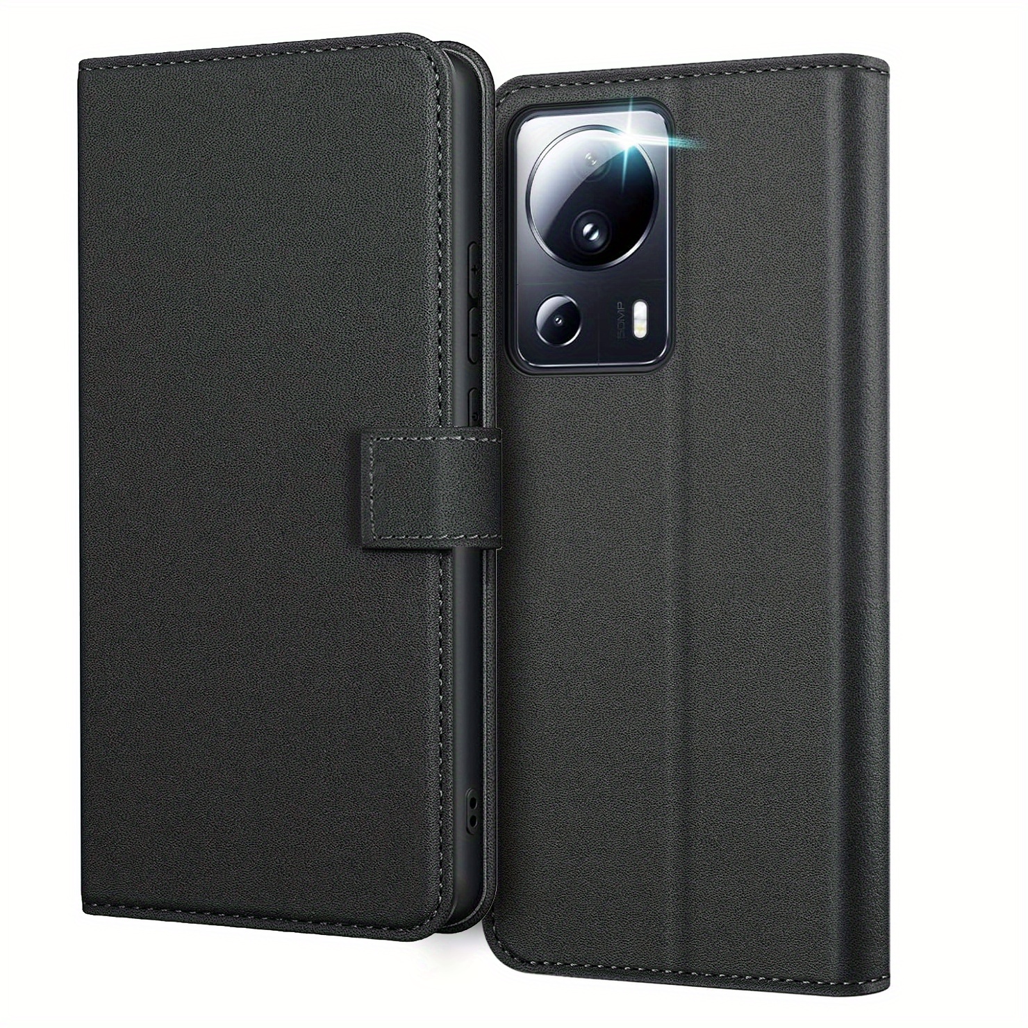 TEMU Phone Case: For Xiaomi 13 Lite 5g Case With Kickstand Black Pu Leather Card Slot Flip Protective Phone Case Cover