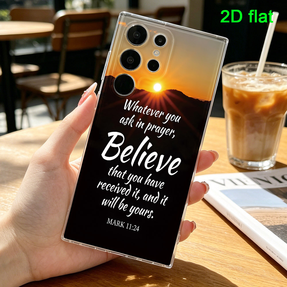 TEMU Phone Case - 2d Printing Inspirational Elegant Sunset Scripture Case Suitable For Galaxy S26 S25 S24 S23 Ultra Fe Plus S22 S21 Phone Cases Tpu