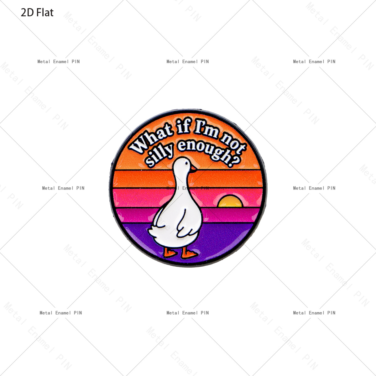 TEMU 2d Flat, 2d Flat Funny Cute Enamel Brooch Pin, Whimsical Funny Quote Retro Sunset Metal Badge, Novelty Humor Accessory Gift Men Women, 2d Flat