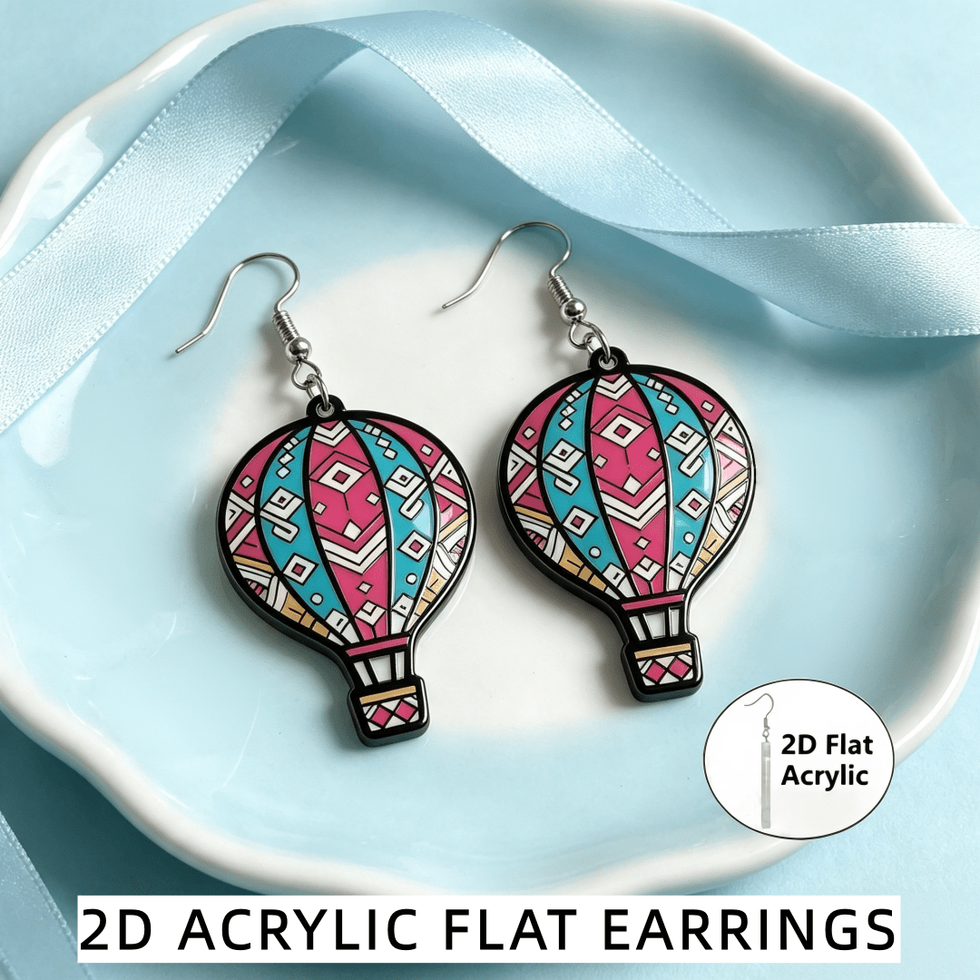 Bohemian Hot Air Balloon Dangle Earrings, Lightweight