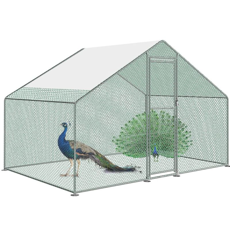 TEMU Outdoor Chicken Coop Featuring A , Constructed With A Galvanized And A Pvc-coated Roof, Suitable For Poultry And Small Animals