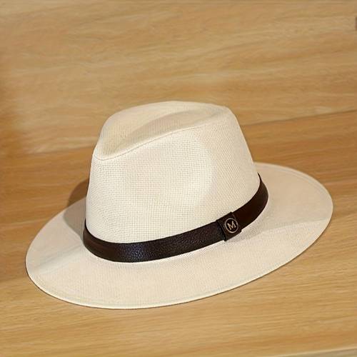 spring summer top hat panama british straw hat with letter belt trim