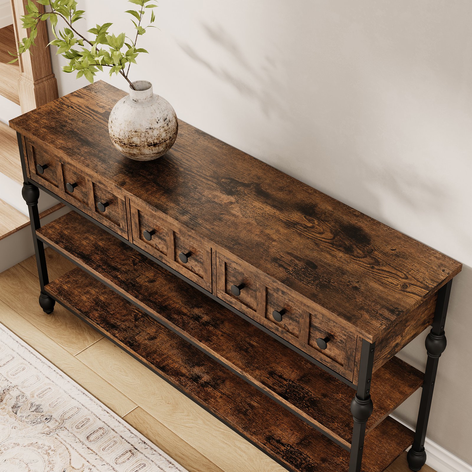 Roman Column Multi-drawer Console Table Gourd Festival