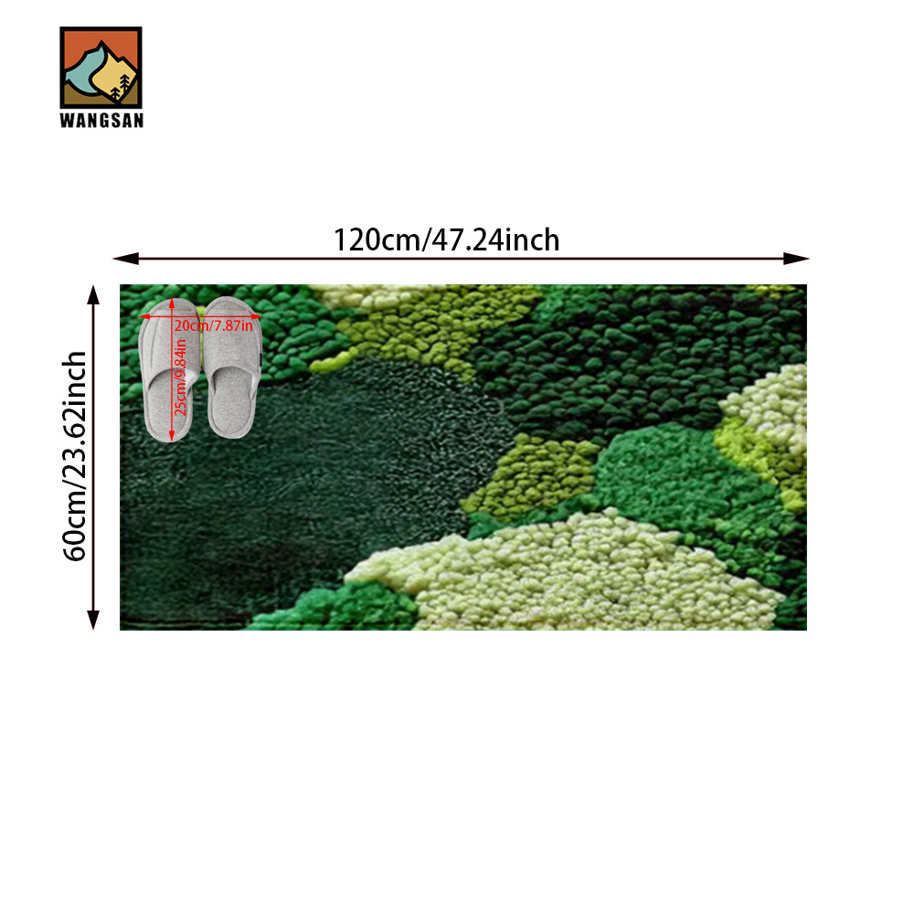 TEMU 1pc Moss Pattern Bathroom Anti-slip Mat, Anti-slip Mat, Imitation Cashmere Absorbent Quick-drying Mat, Suitable For Doors, Bathrooms, Kitchens