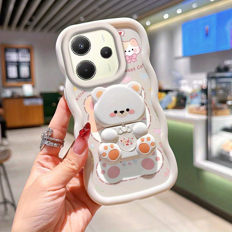 TEMU Phone Case: Chic Note 14 4gphone Cases Naughty Cat With Bracketpattern Case For Redmi Note 14 4g Made Of Comfortable Feel For Casual