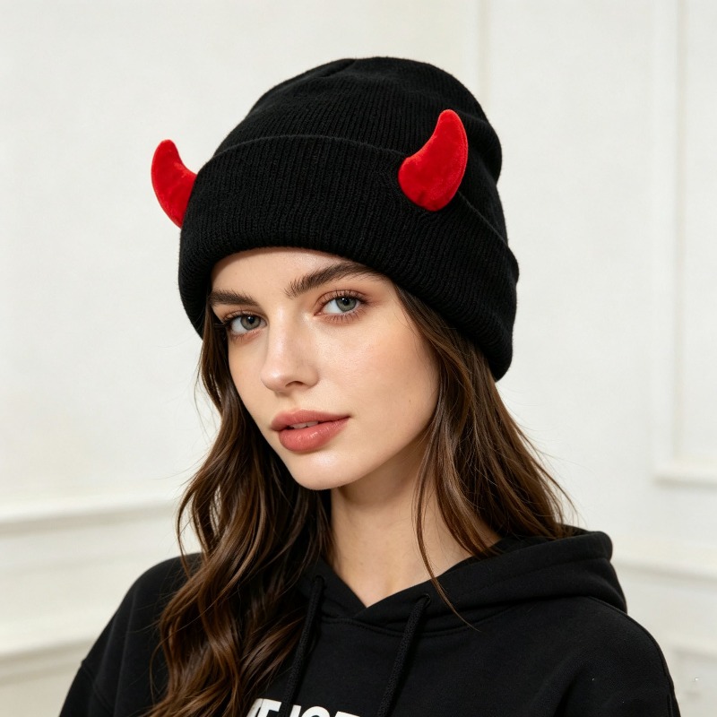 TEMU Chapeau décoratif polyvalent à fils avec cornes de démon, style tendance et tempérament, pour fête et bal