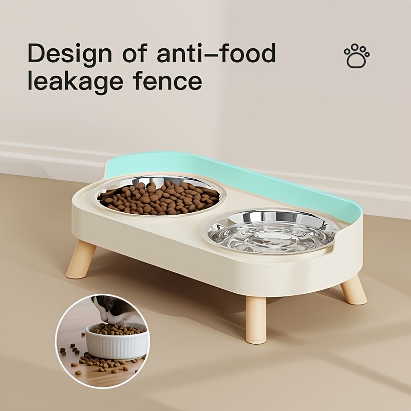 Customizable Name Or Text, Double Bowl Pet Food And Water Dispenser with Splash Guard And Stand - Ergonomic Design Suitable for Cats And Small Dogs, Easy to Clean Detachable Bowls