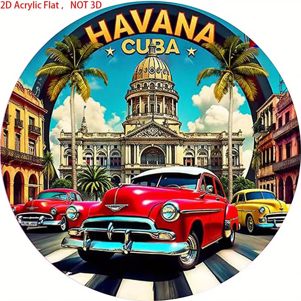 TEMU 1 Imán vintage de La , Cuba - Diseño de coche y de 1950, base resistente, imán decorativo para nevera con temática de Cuba, para refrigeradores,