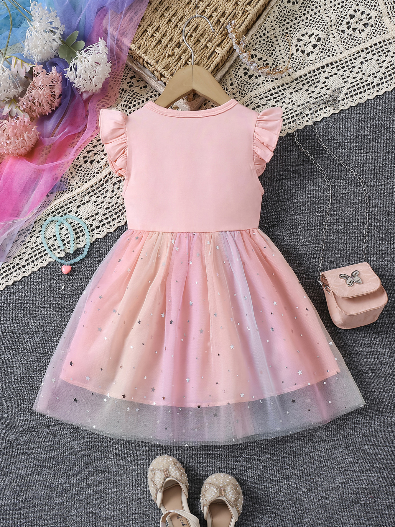 princess birthday dress for 4 year girl Big Bow, Gauze Lace Princess Birthday Party Dresses for Girls as picture / 5T main image 1