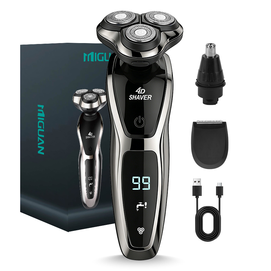 TEMU Men's Electric Care Set: Razor, Nose Hair Trimmer, And Sideburns Razor, Usb Charging, Digital Display, Ideal Holiday Gift For Men