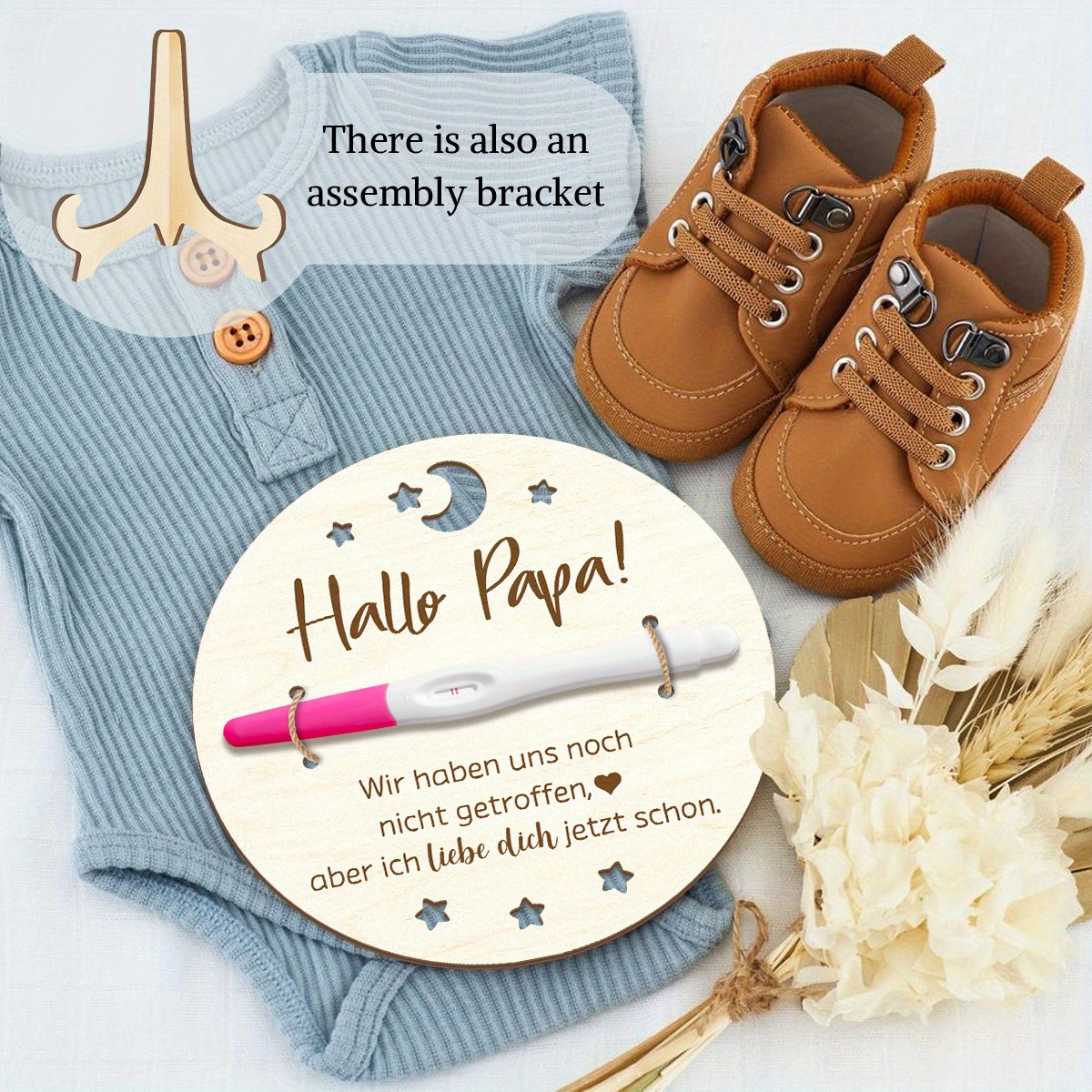 TEMU Pregnancy Test Commemorative Wooden Sign With Base, Decorative Plaque, Surprise Gift For Dad To Announce Pregnancy, Pregnancy Announcement To