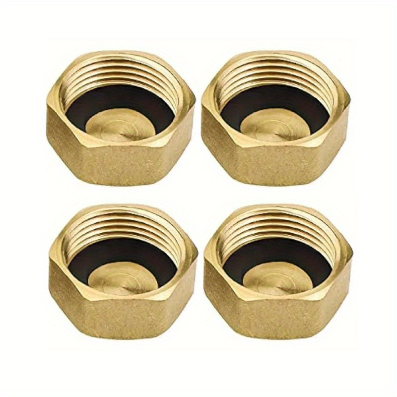 1/2/4pcs 1/2-inch Brass Hex End Cap - Internal Thread Leak-proof Pipe Fitting, Suitable For Hvac Valves, Faucets, Washing Machines - Durable Plumbing Accessory With Metal Structure