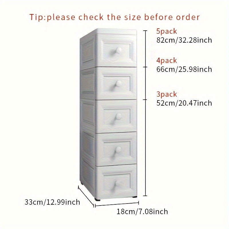 18cm Wide Bathroom Storage Cabinet Plastic Home Narrow Space Organizer Drawer-style Storage Cabinet, Storage Drawer Units