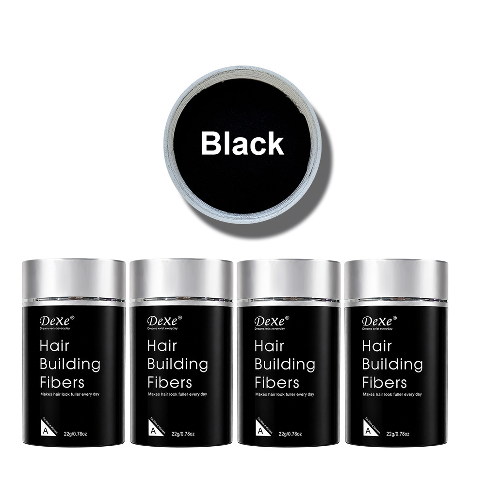 4pcs Dexe Hair Building Fibers, Instantly Boost , Hairline Filler Powder, Covers Gray Hair, Waterproof And Sweatproof