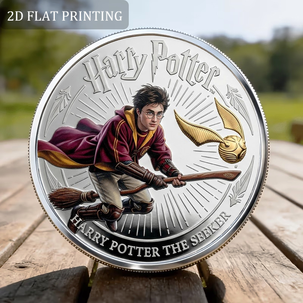 TEMU 1pc, 2d Flat, Harry Potter Quidditch Commemorative Coin, Numismatics, Collectibles, Coin Collection, Collector Gift, Collectible Coin, Fantasy