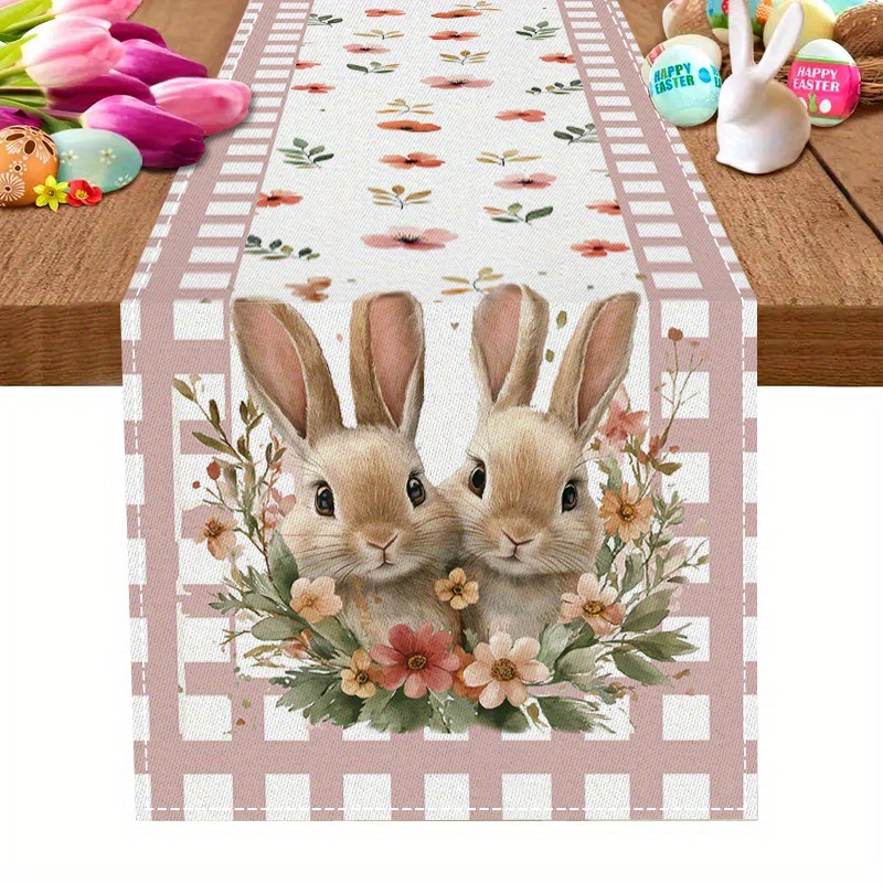 

1pc Easter Tablecloth - - Rabbit Pattern Table For Easter Decoration, , And