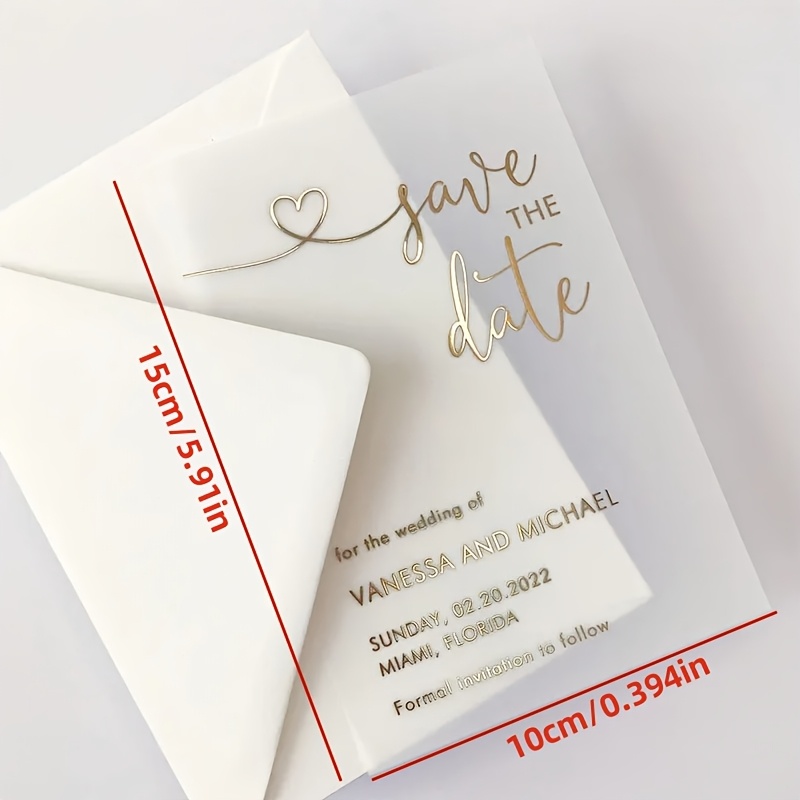TEMU 50pcs Of Custom Transparent Paper Wedding Announcement Invitations, Personalized Party Invitations (envelopes Not Included)