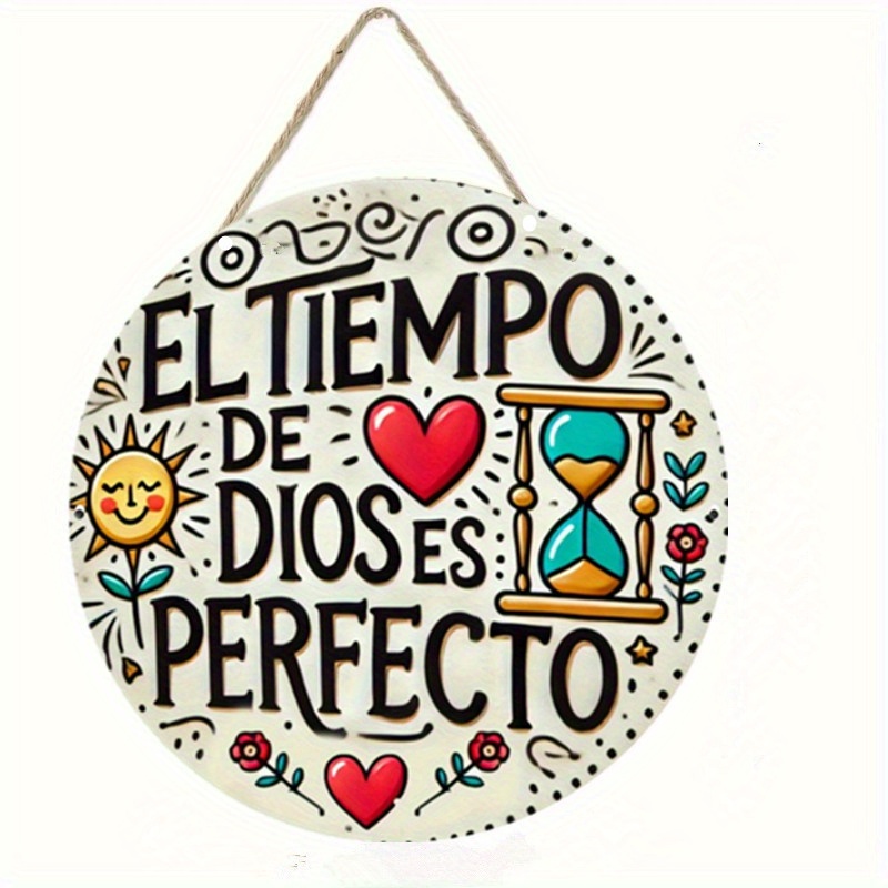 

Room Decor 7.02"x7.02" Round Inspirational Quote , "el Es " - Spanish Fiberboard Decor, Home, Cafe, Bedroom, Bar, Living Room, Unique Holiday Gift Idea