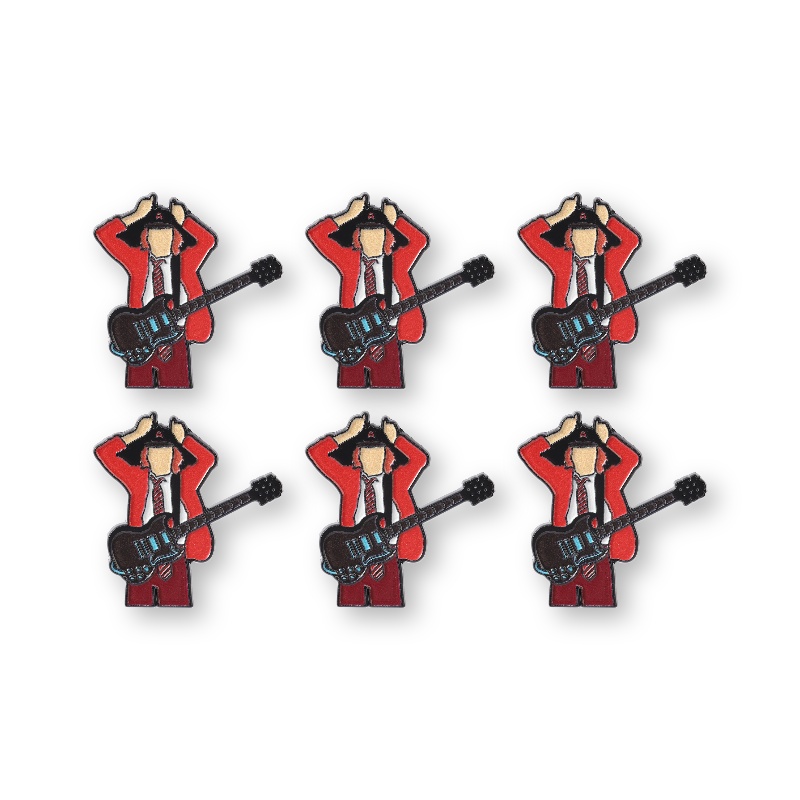 TEMU 6 insignias retro de guitarrista con traje - Pines de dibujos animados de banda pintada de rock - Aportaciones conmemorativas - Aportaciones de