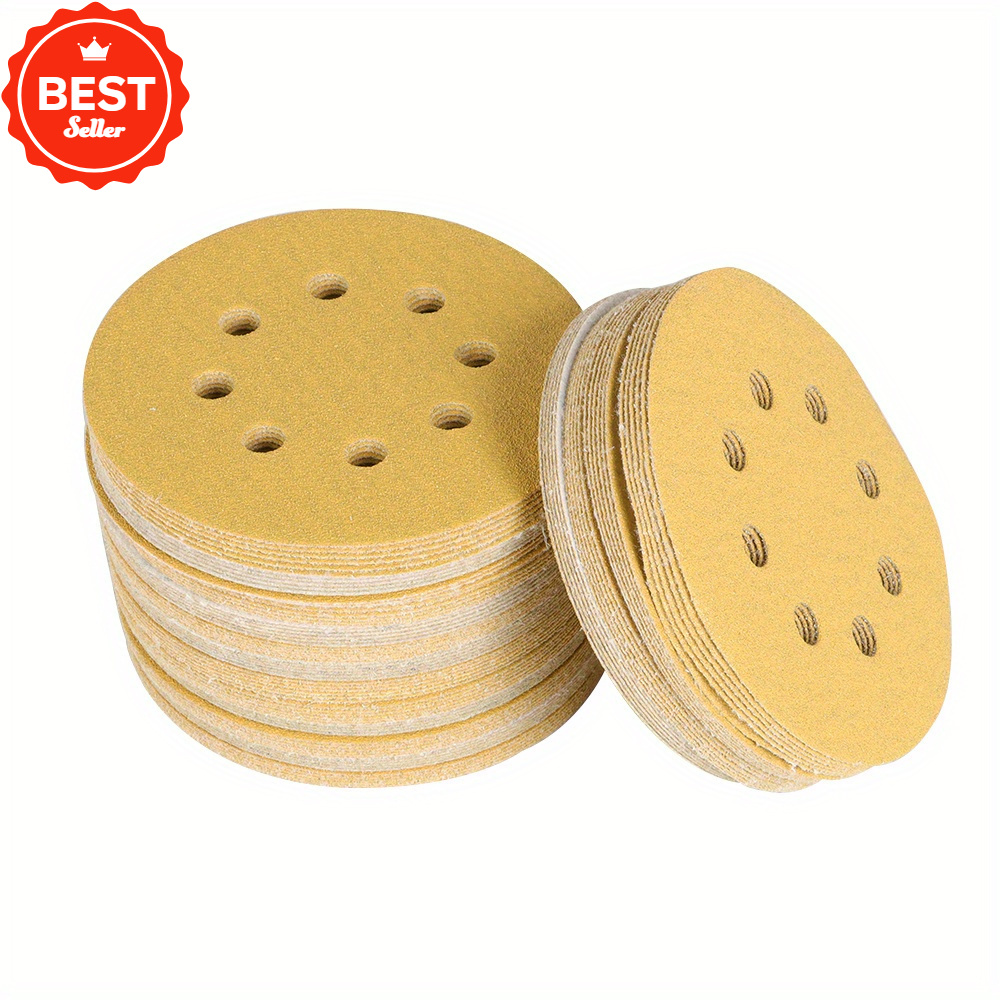 

100pcs Premium Aluminum Oxide Sanding Discs - Grit, 5" Diameter, 8 Hole, Backing, & Resistant, For Wood, Metal, Stone Polishing, With Strong , Ideal For Diy Projects/ Professional Use, & Hobbyists