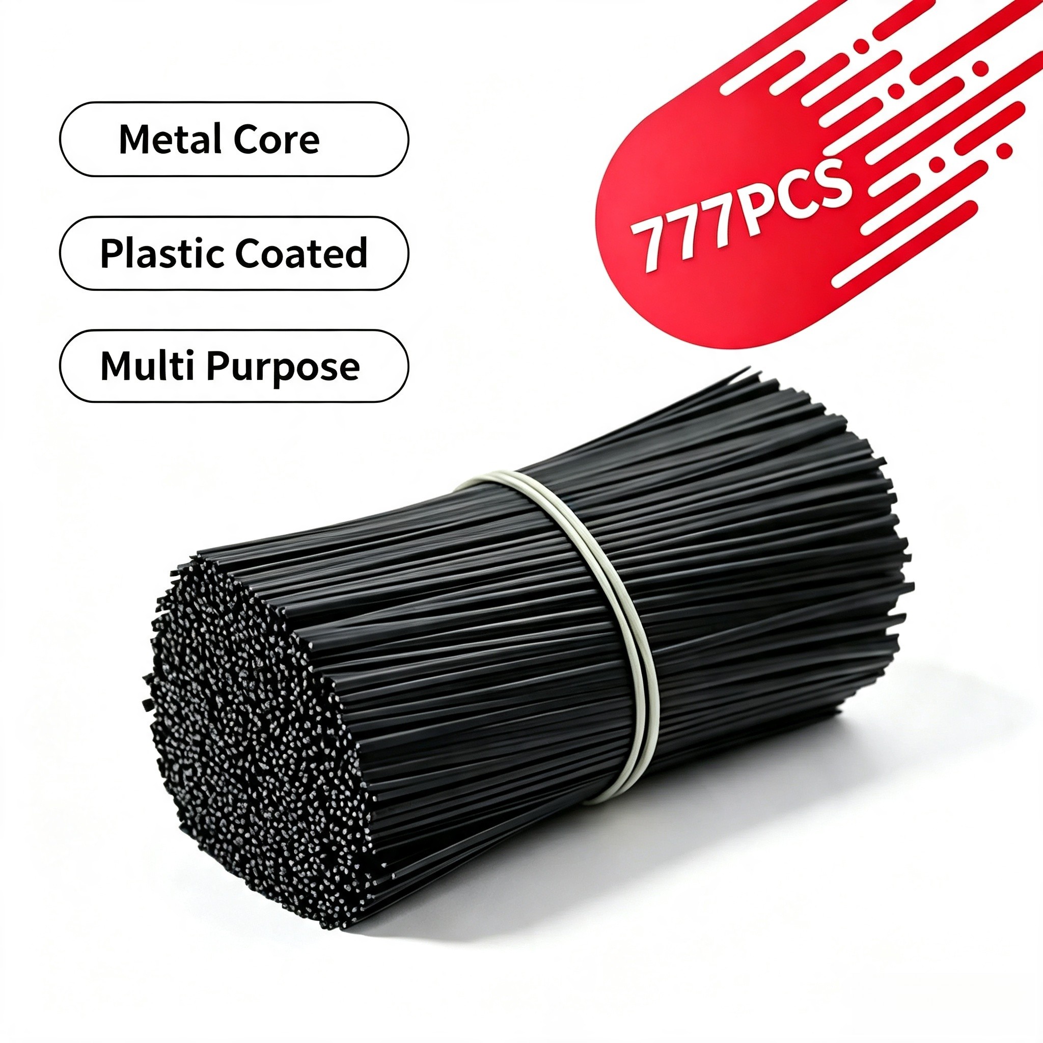 TEMU 777pcs Plastic Coated Twist Ties, Heavy Duty Black Wire Twist Strips, Multi Use Gardening Plant Support Ties, Household Cable Management,