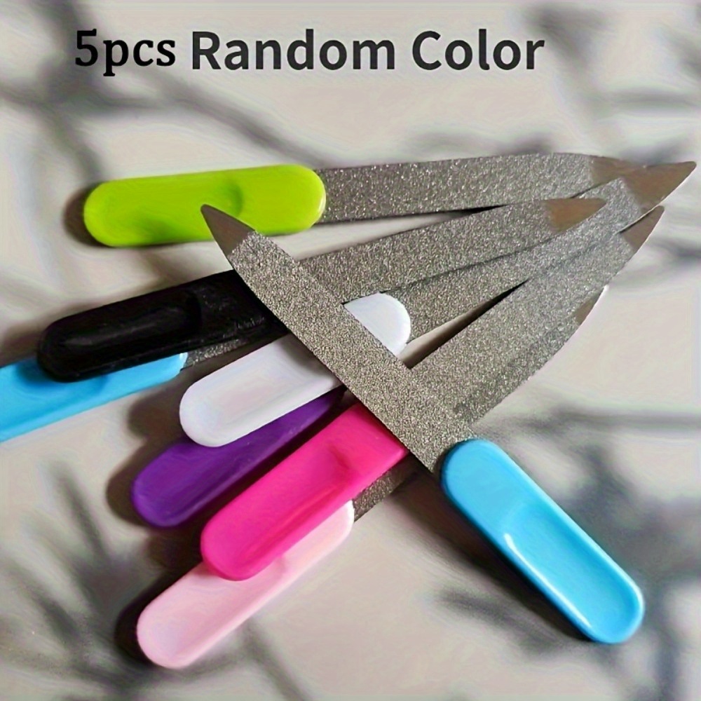 TEMU Stainless Steel Nail Files, Double-sided Sandblasting, Unscented, Assorted Colors, Manicure Buffing Tool Set
