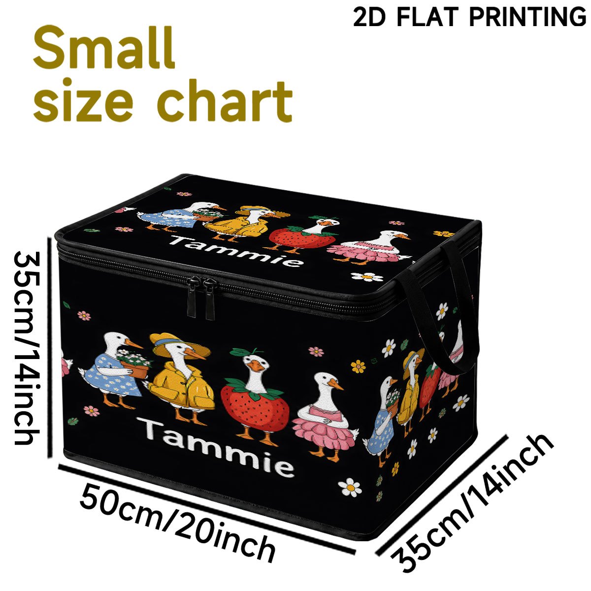 TEMU 1pc Customizable Name Folding Storage Box, With Cute Pattern, Durable Zipper Design, Suitable For Office Storage, Living Room Organization,