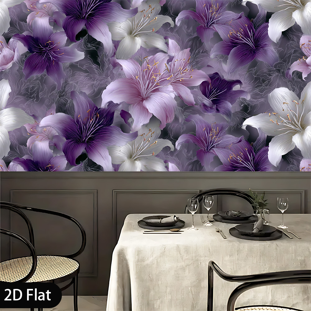 TEMU 1 pièce de papier peint à motif violets avec une texture douce et un fond à motif floral . papier peint amovible et auto-adhésif présente un