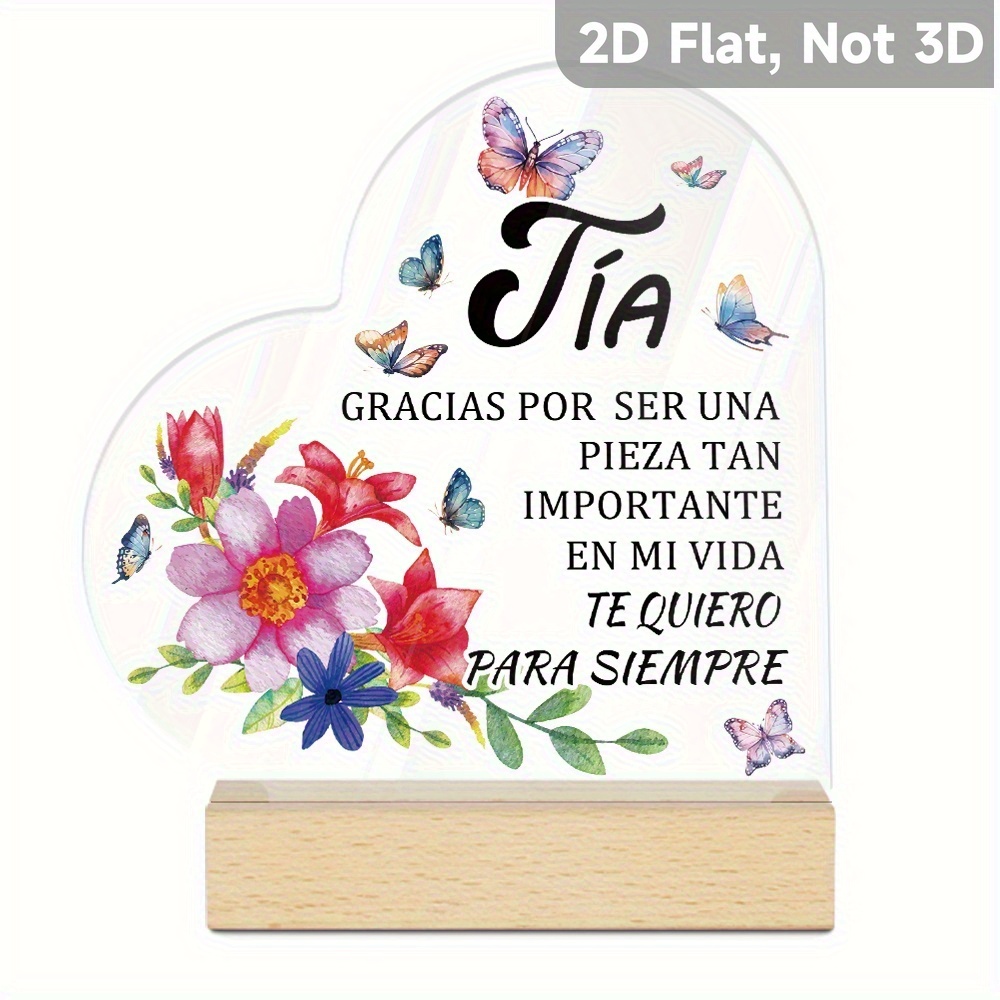 TEMU Decoración 2D de pared/mesa "TIA" con mariposas florales de temática española con multilingües "Gracias" y "" - Panel de para todas para