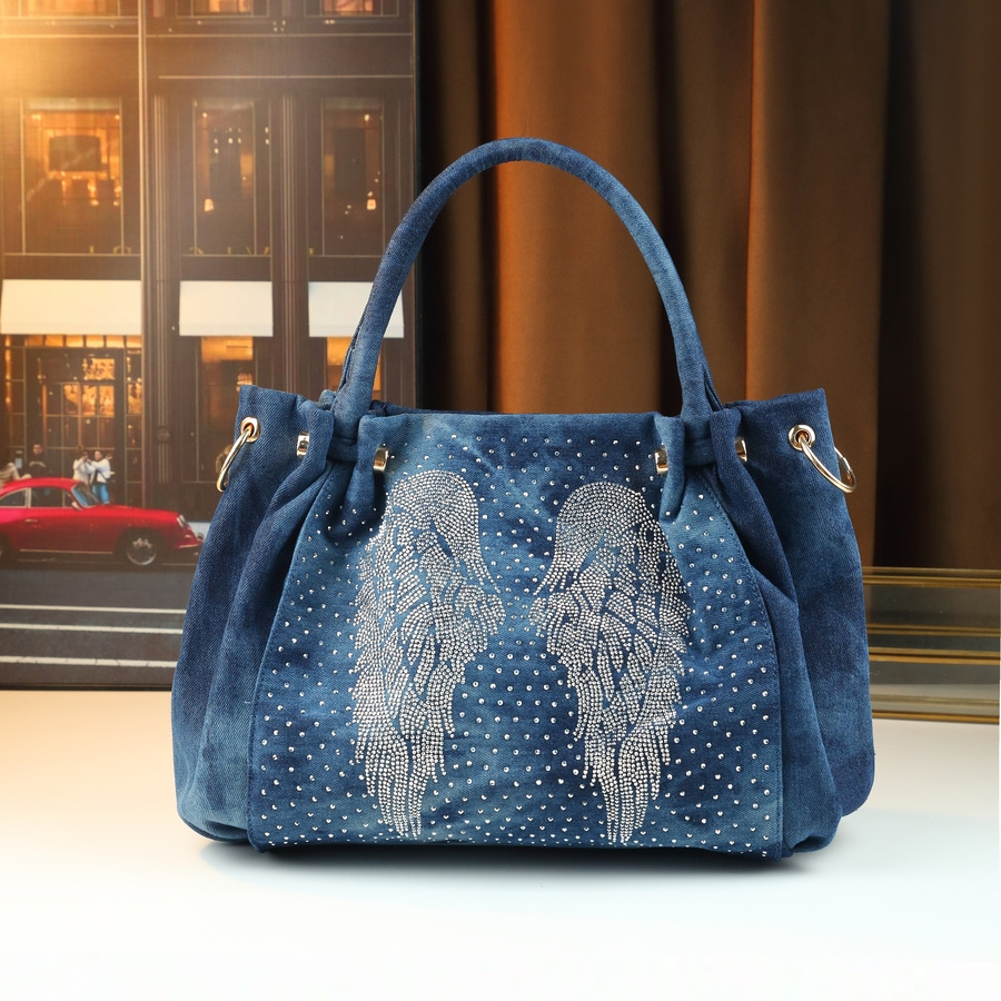 Denim Tote Bag carried on shoulder