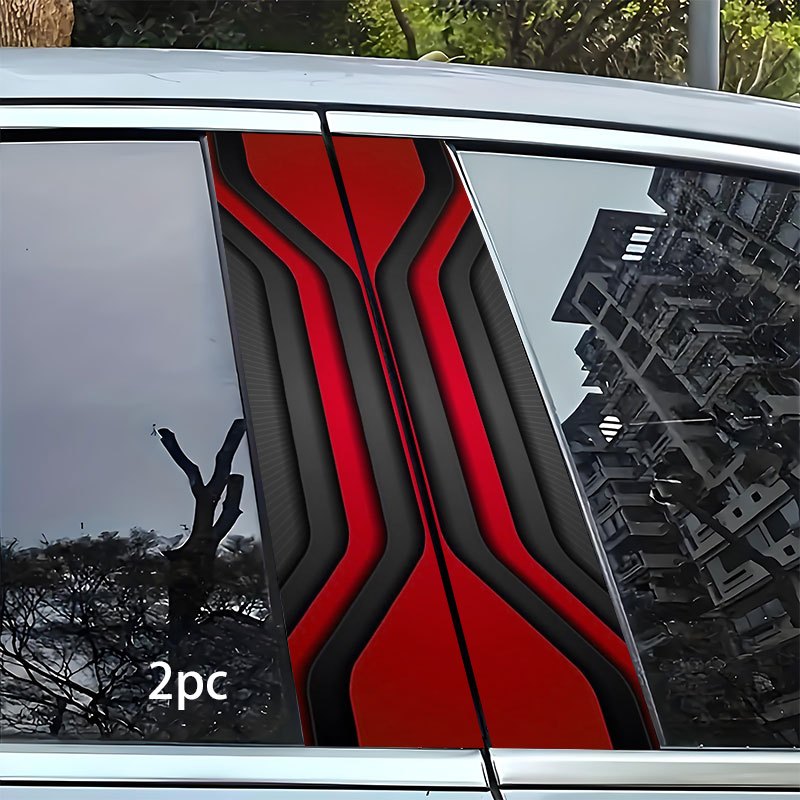 TEMU 2pcs, Red Black Gradient Stripe 2d Car B-pillar Stickers, Suitable For All Cars, Enhancing Vehicle Aesthetics, Personalized Decoration, Durable
