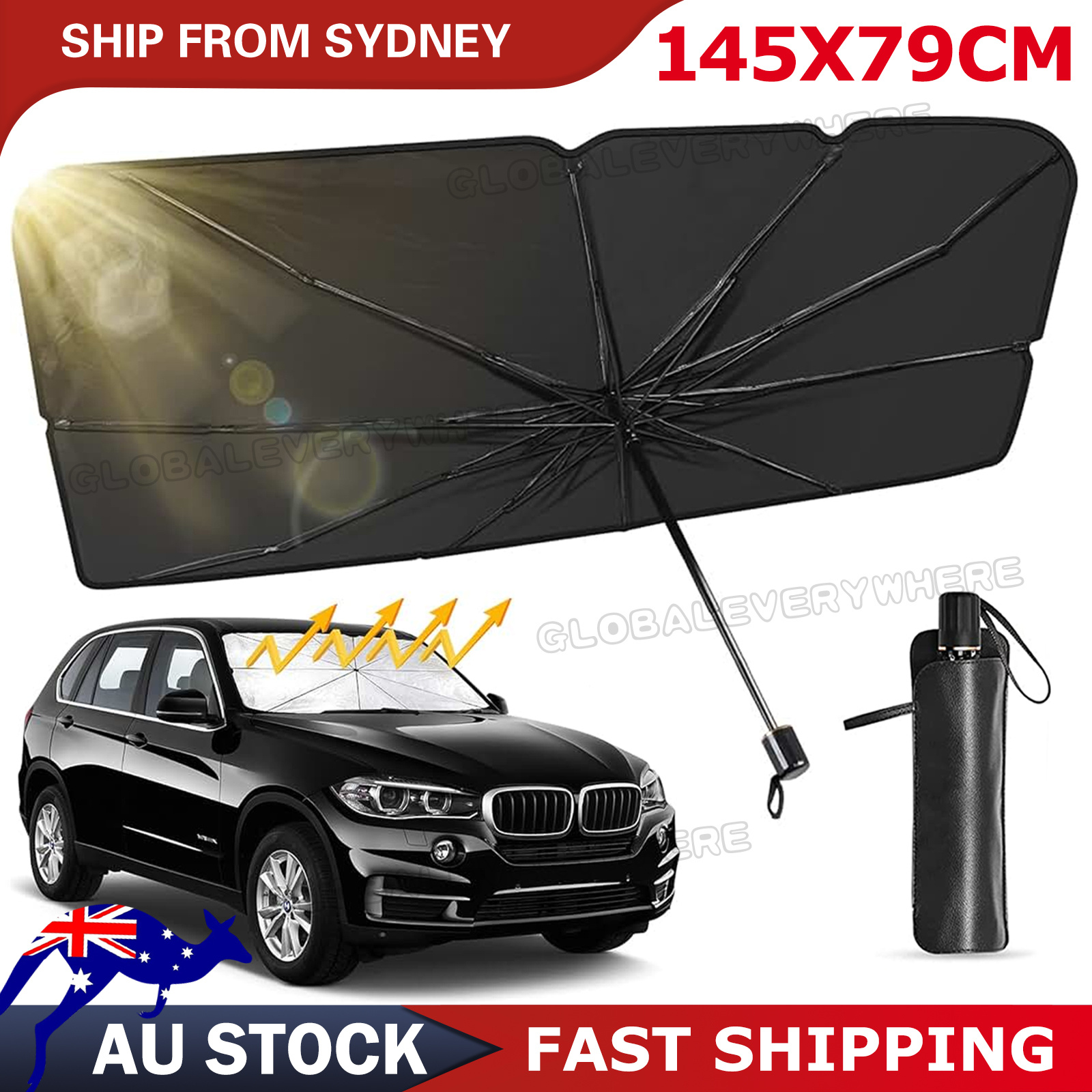 TEMU Sunshade Front Window Cover Foldable Car Windshield Visor Sun Shade Umbrella Au New Globaleverywhere
