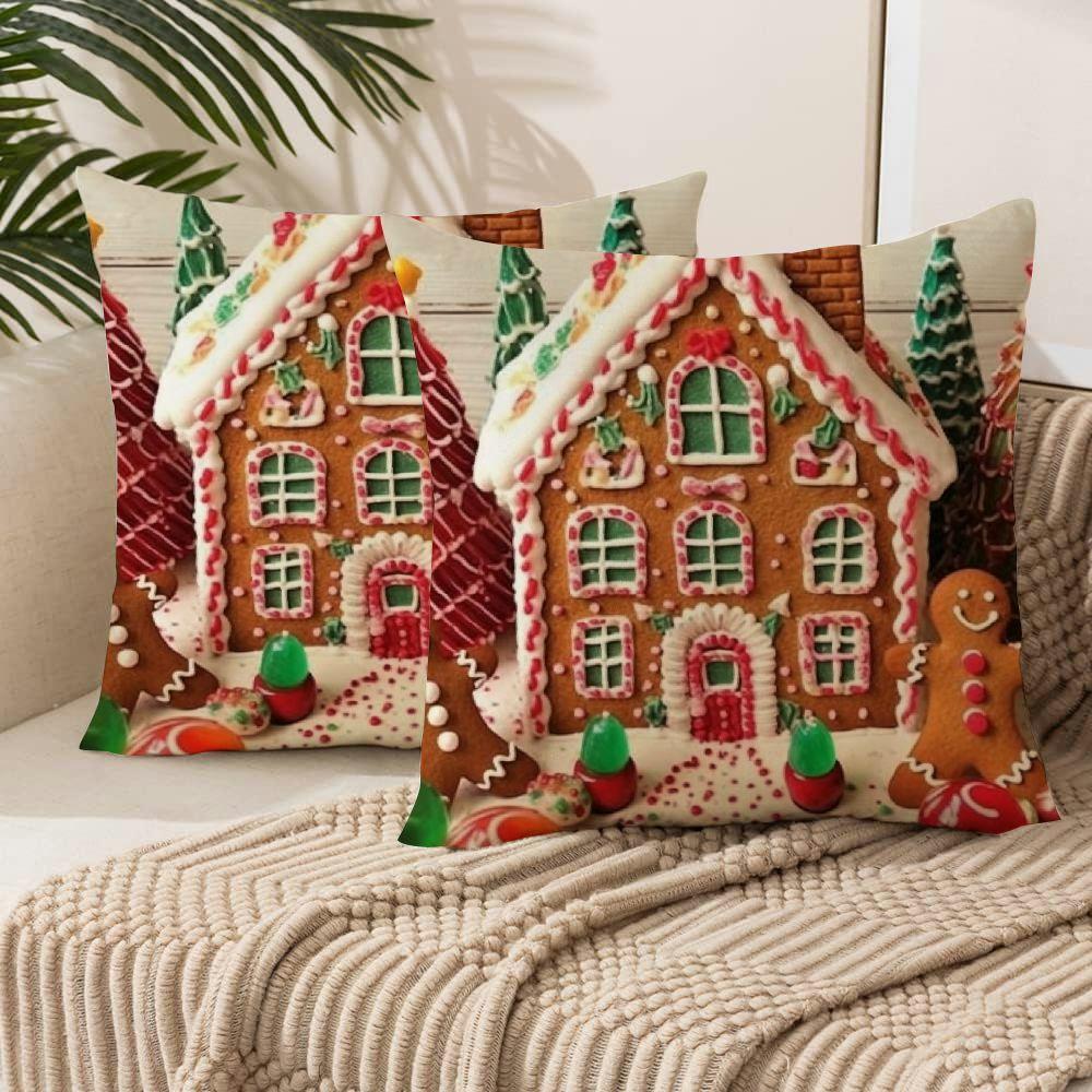 

Set Of 2 Christmas , 18x18 , Zippered Polyester , , , For Sofa And Types