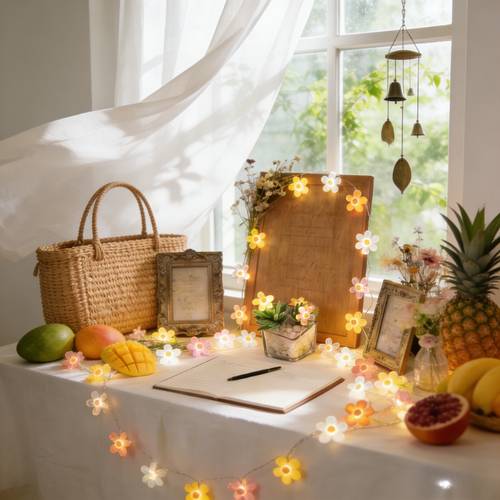 1pc flower light string 2 meters 20 led bulbs fairy light string style suitable for weddings graduation season summer thanksgiving bedroom living room table home decoration battery supply without batteries