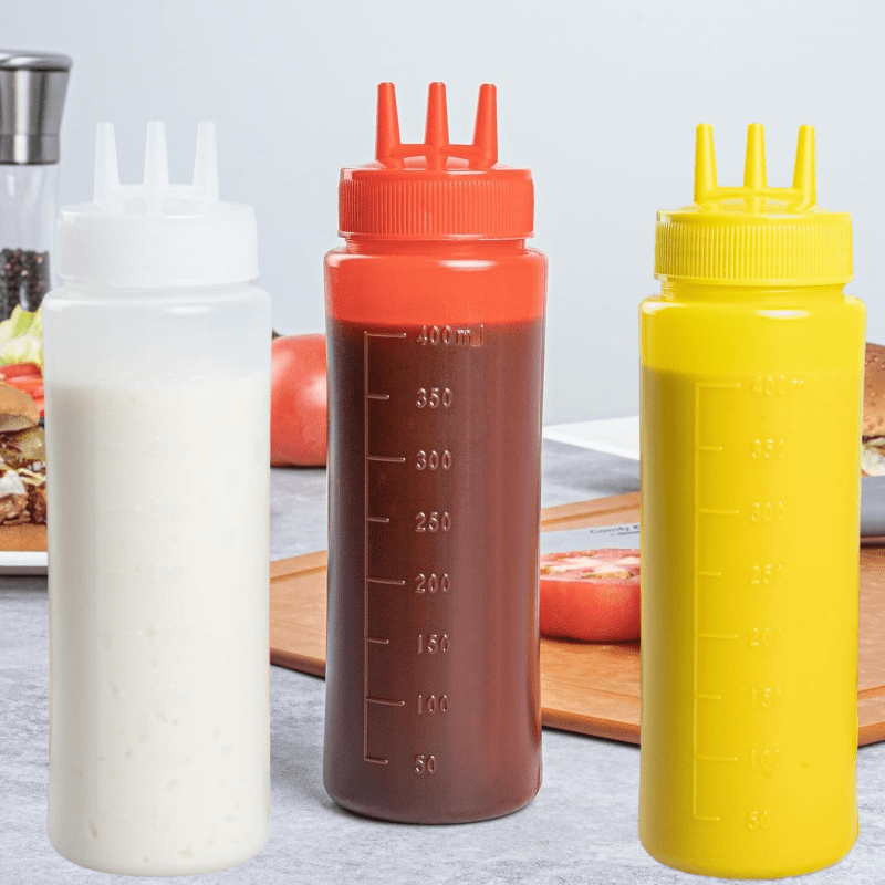 

2pcs Squeeze Bottles For Sauces & Oils - Kitchen Condiment Dispensers With Measurement , -hole Design For Easy Pouring, Salad Dressings, , And More