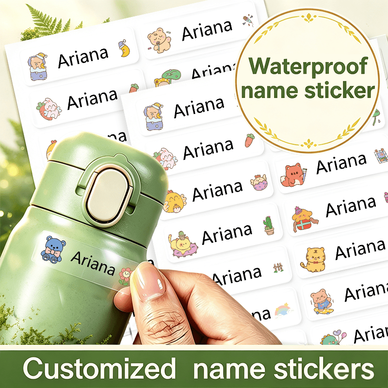 Image of 34-652pcs Christmas Transparent Cartoon Name Stickers, Personalized Name Tags, Self-adhesive Labels For Gift Packaging, Daily Supplies, Bottles, And Decorative Marking