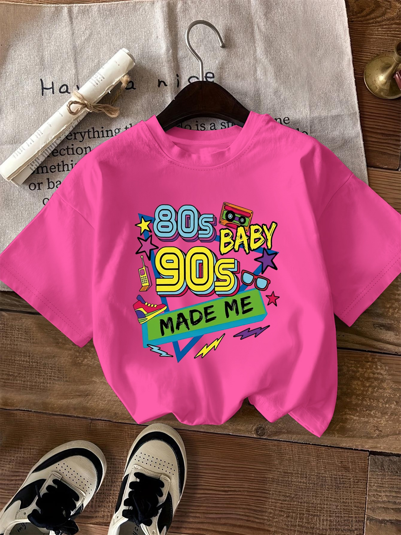 80s baby 90s fashion print short sleeve, casual short sleeve t - Main Image