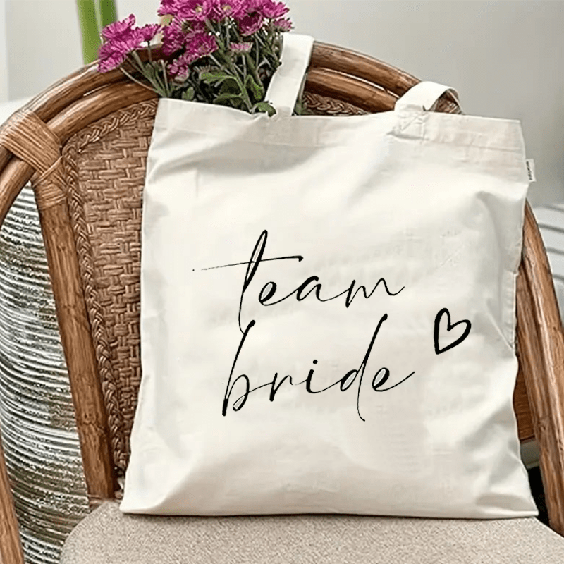 Image of 1pc Women' Bag - Bridesmaid Group Gift Bag, Tote Suitable For Libraries And Schools, Lightweight And Foldable Handbag, Sturdy And Durable Shopping Bag, Ideal For Wedding Tote